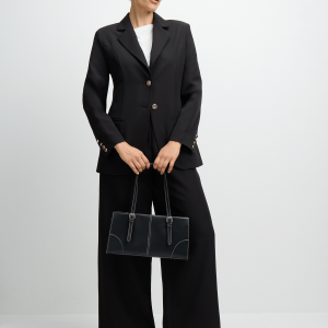Women’s Black Tailored Pant Suit Set – Wide Leg Trousers